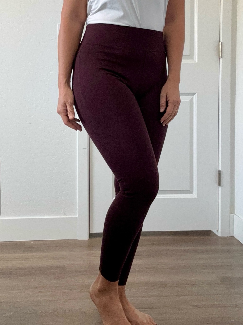 Matty M Control Top High-Waist Plum Maroon Leggings